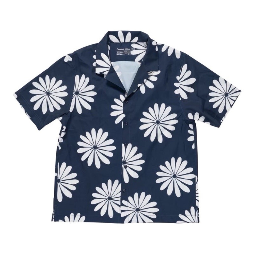Outdoor Voices SolarCool Camp Collar in Navy Floral Mens